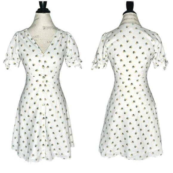 Gap | Women | Floral Tie Sleeve Spring Button Up Mini Dress - Picture 1 of 11